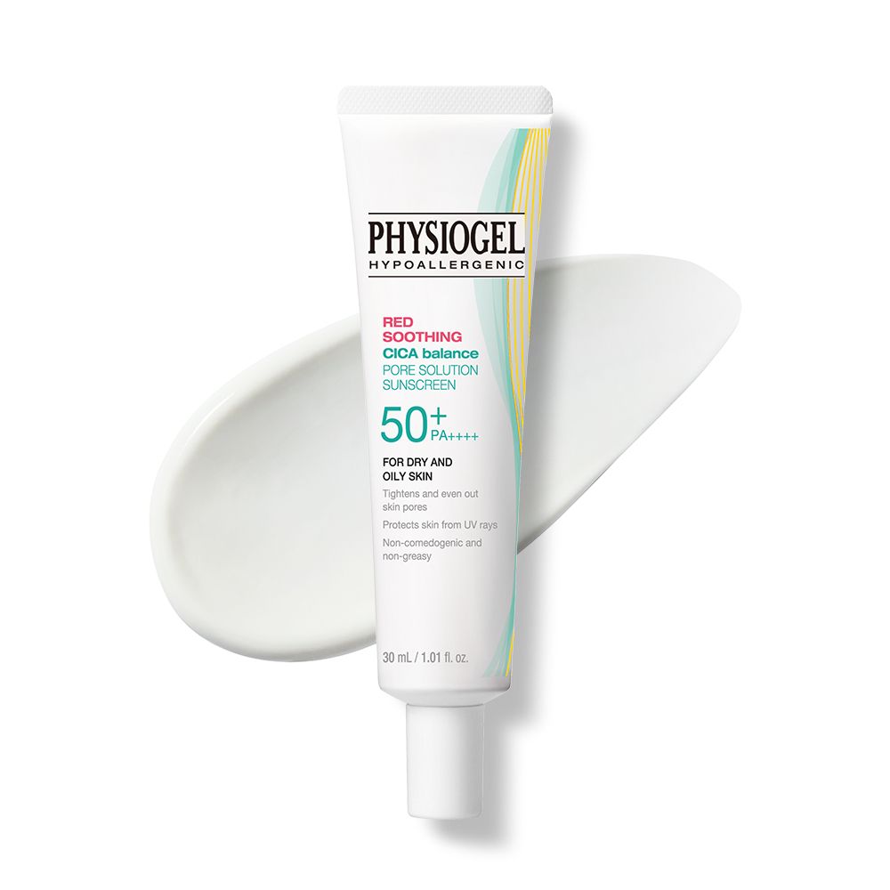 피지오겔 시카밸런스 포어 솔루션 썬스크린 SPF50+ PA++++ - 모공을 채우고 보송하게 마무리되며 나이아신아마이드와 글루코실헤스페리딘이 피부 탄력과 톤을 개선한다. 30 mL 3만5천원.