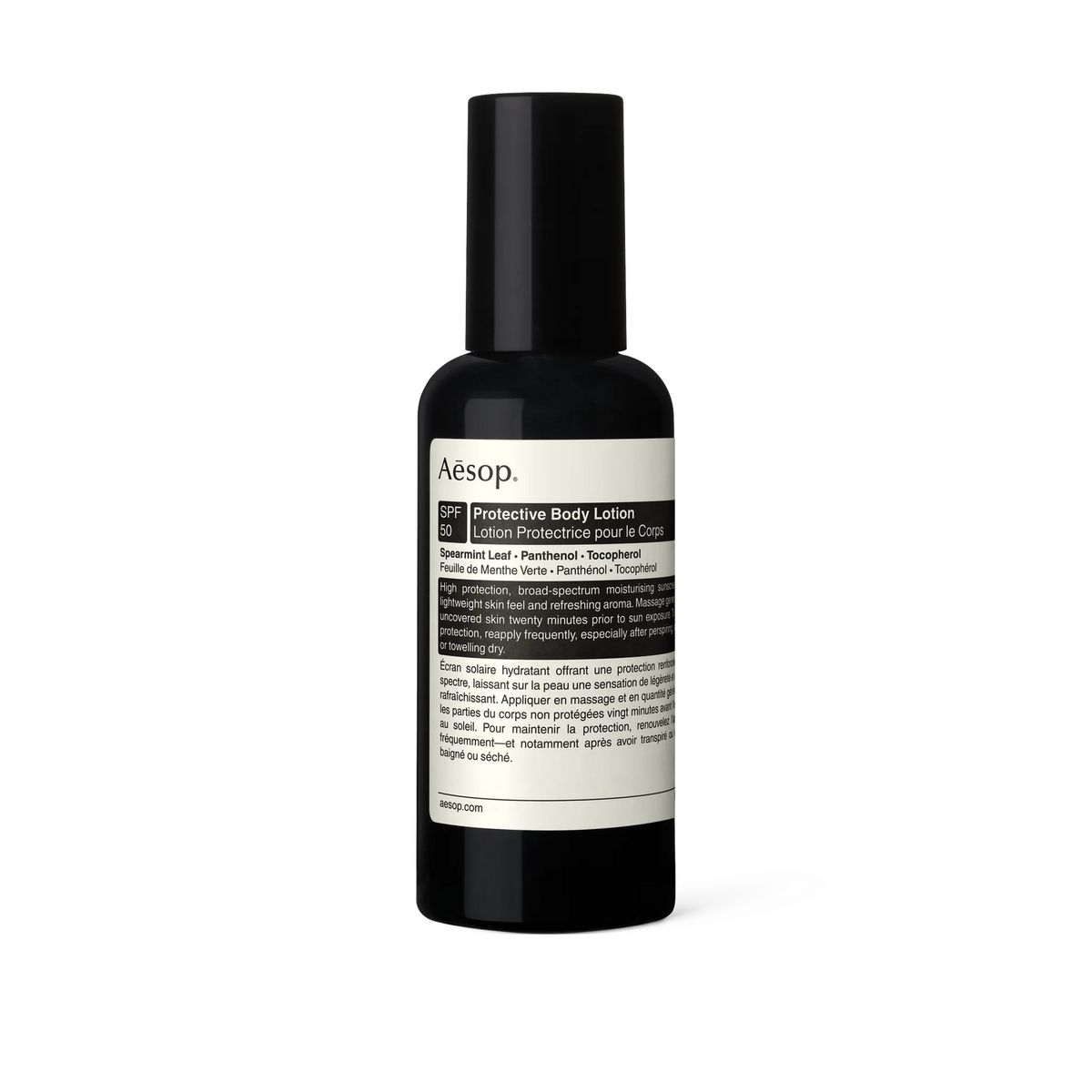 이솝 프로텍티브 바디 로션 SPF50+ PA+++: 부드럽고 촉촉한 보디로션 겸 자외선 차단제, 라벤더, 민트 등 상쾌한 아로마 에센셜 오일의 향, 유기 필터 150mL 5만1천원. 