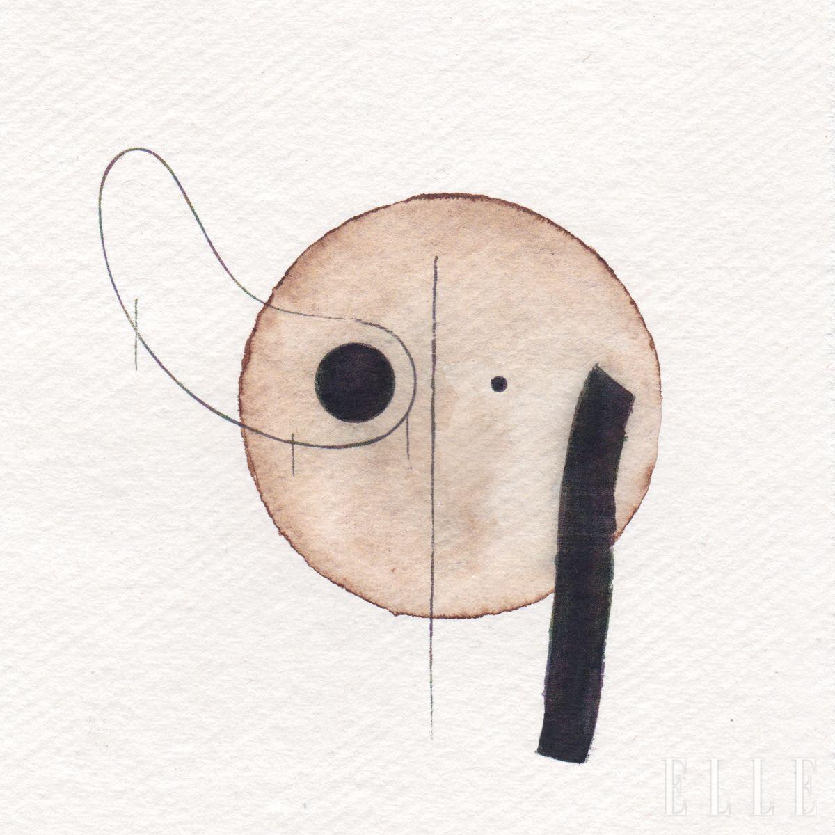 디자인 스튜디오 감프라테시가 수채화와 잉크로 표현한 아트워크는 <엘르 데코> 12월호의 스페셜 타이틀 ‘The Bookmakers’에서 영감을 받았다. 감프라테시의 근작인 유기적 형태의 작은 테이블, 텍스트 페이지를 상징하는 하나의 선 그리고 원을 결합한 것. 책 속 세계와 책이 있는 공간 사이에 부유하는 존재로서 얼굴을 형상화했다. 