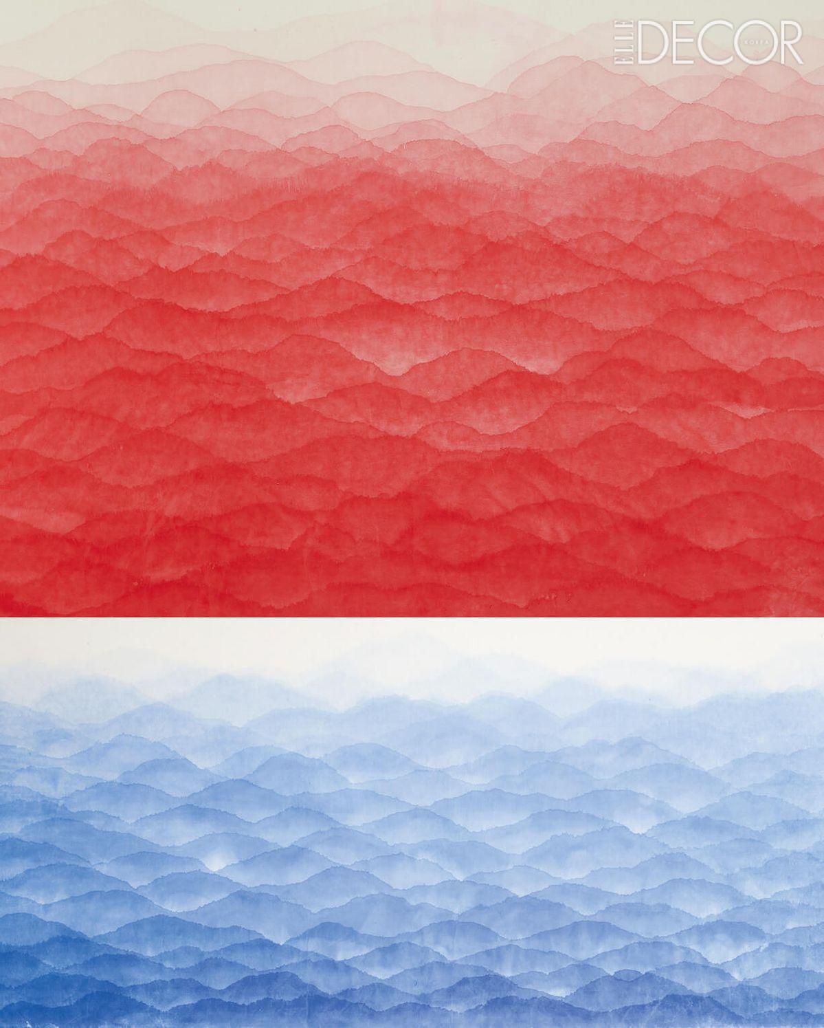 (위) ‘Red Mountain’(2021). (아래) ‘Blue mountain’(2022).