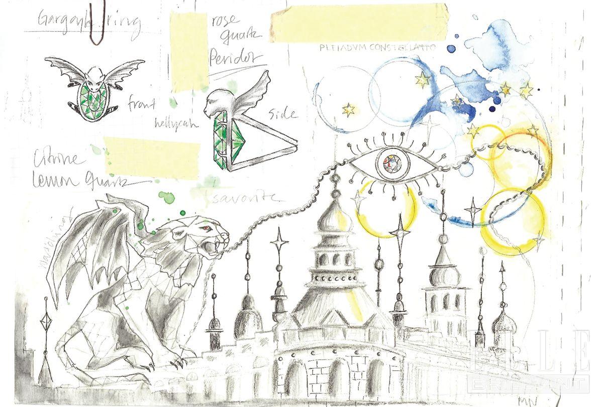 가고일, 그로테스크 같은 고딕한 민속 신화의 세계관을 담은 작업 스케치. 