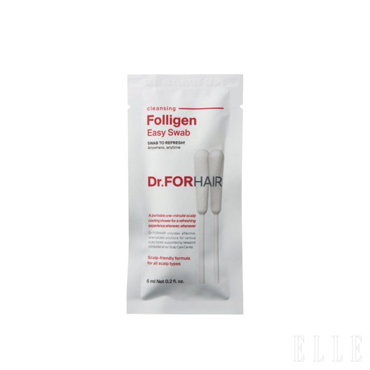커다란 면봉 타입이라 두피 유분과 피지가 과다 분비되는 부위에 ‘슥슥’ 가볍게 문질러주면 시원한 청량감을 준다. 폴리젠 이지스왑, 6ml 2천5백원, Dr. Forhair.