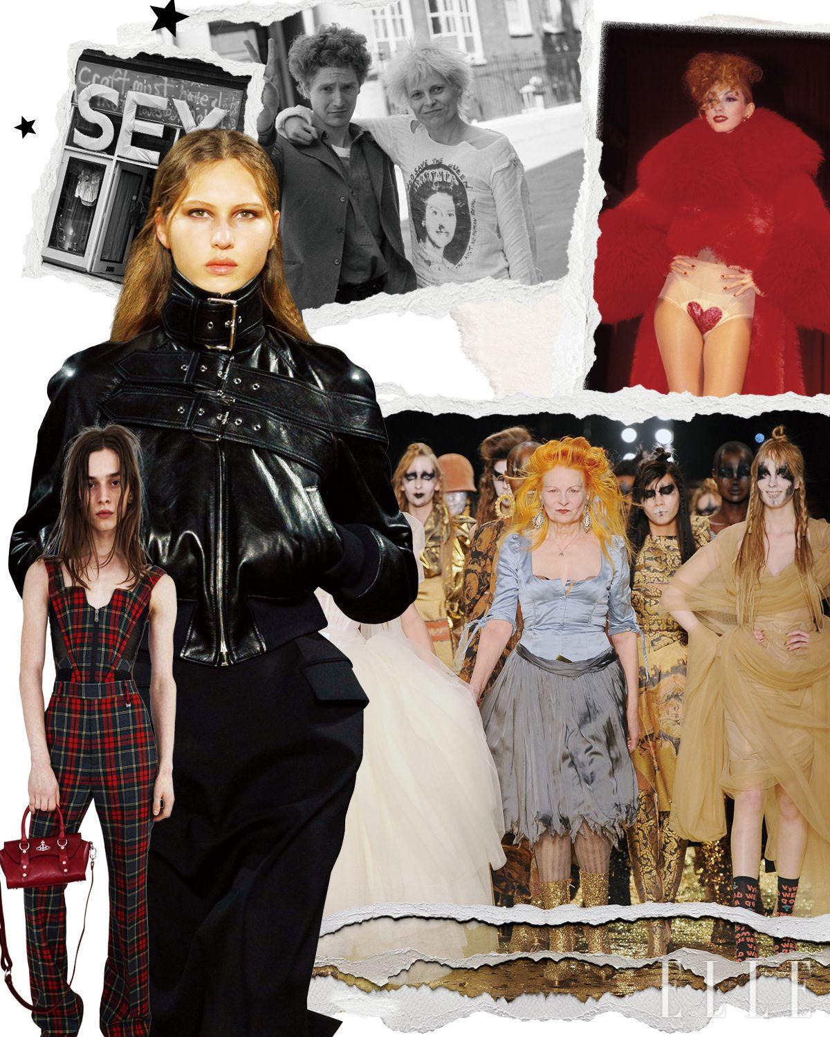 (왼쪽상단부터 시계방향 순서대로 )1970년대 영국 펑크 신의 성지인 ‘SEX’ 부티크. 영국 펑크를 이끈 비비안 웨스트우드와 말콤 맥클래런. 1992년 비비안 웨스트우드 가을/겨울 컬렉션. 펑크 신의 대모 비비안 웨스트우드의 2011~2012 F/W 파리 쇼. MCQUEEN. VIVIENNE WESTWOOD