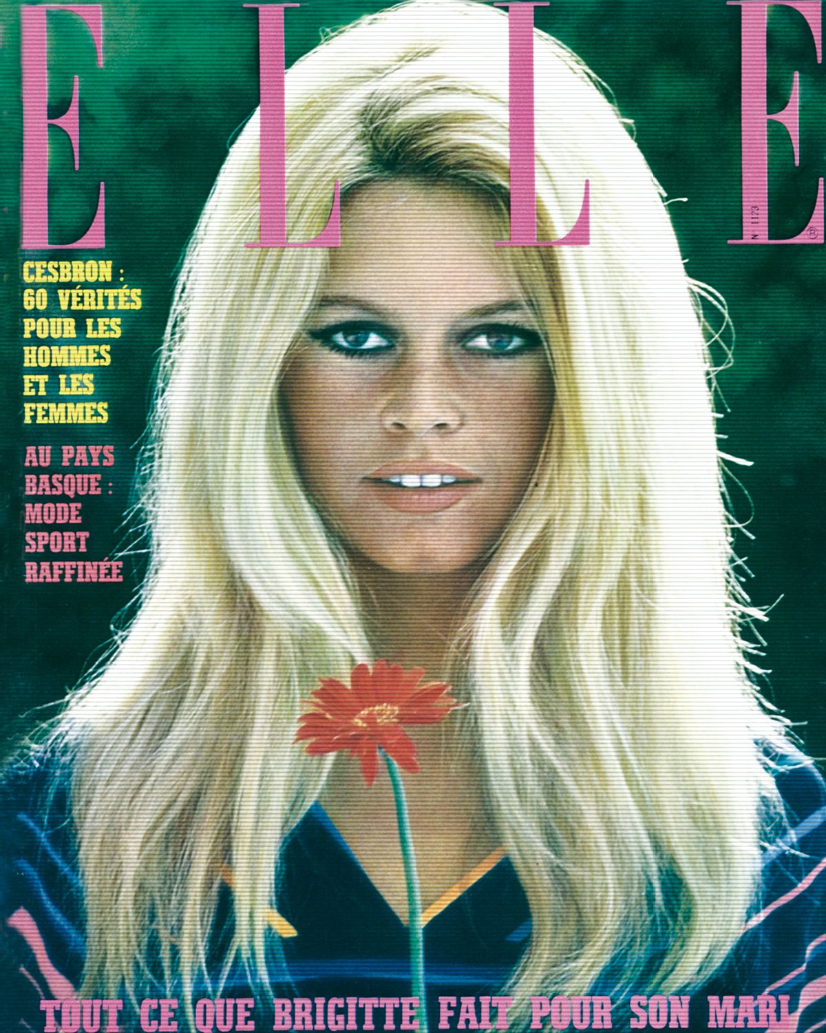 장-피에르 보노트(Jean- Pierre Bonnotte)가 촬영한 뷰티 아이콘 브리짓 바르도. 1967년 6월 29일 발행된 <엘르> 프랑스 1123호 표지. 