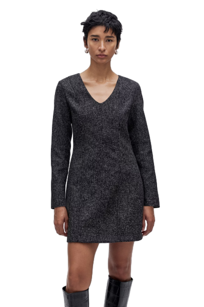 롱 슬리브 부클레 드레스