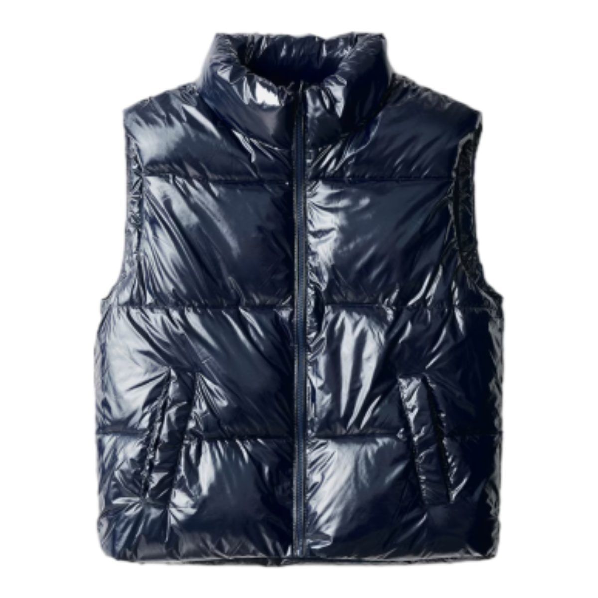 네이비 유광 패딩 조끼