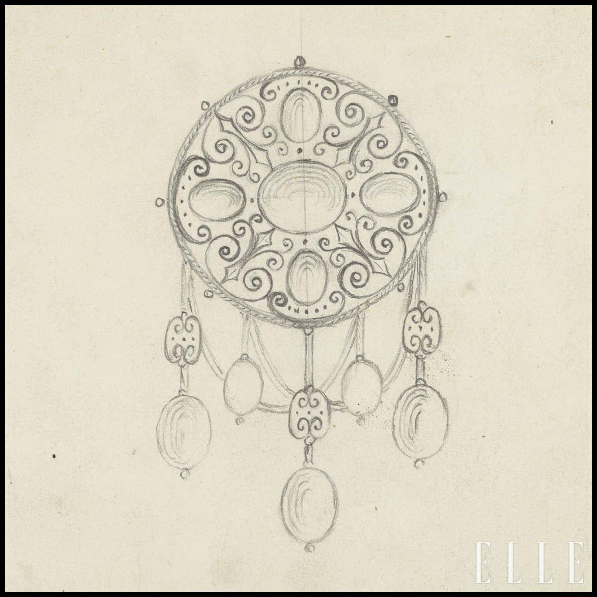 1865년작 브로치 드로잉. 