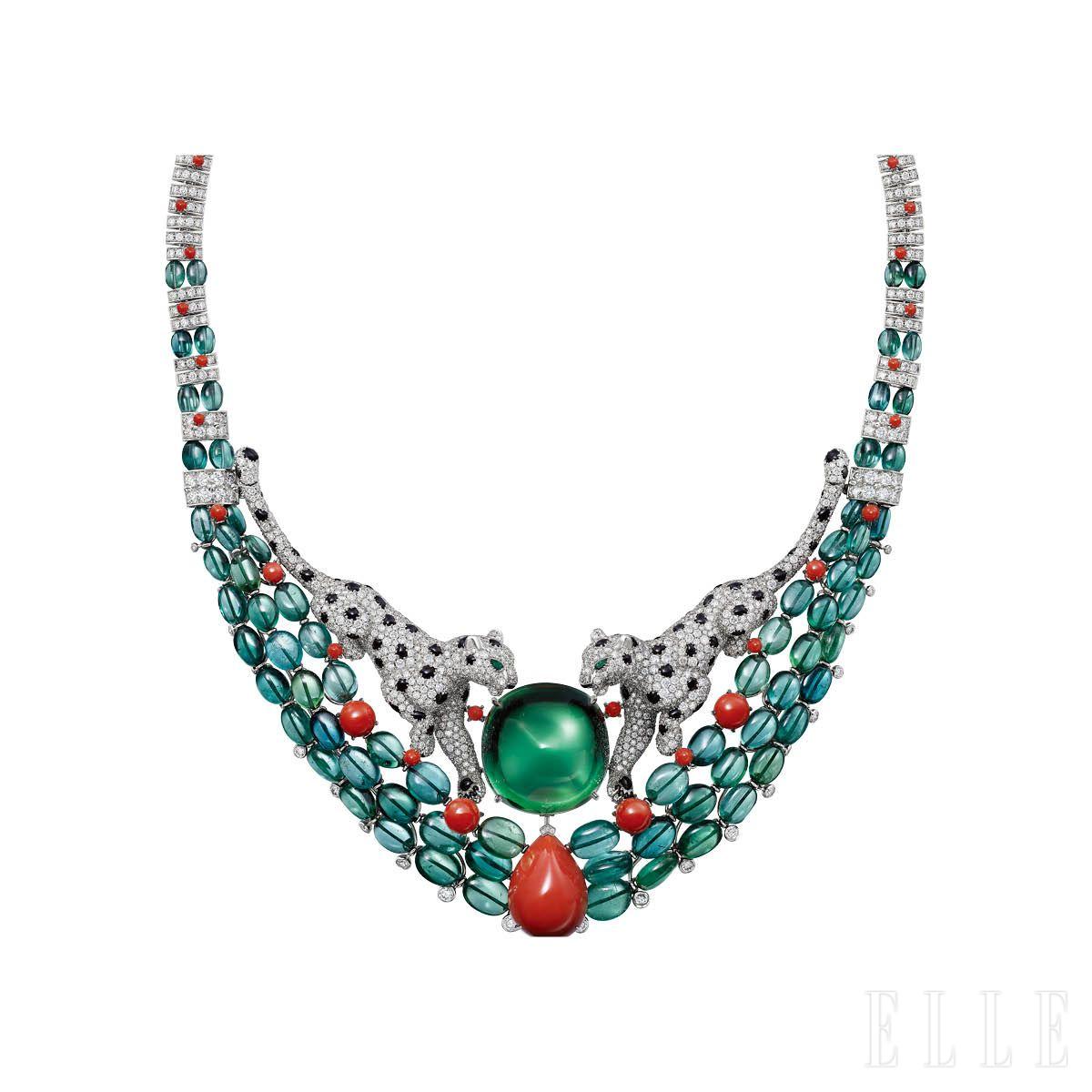 마주보는 두 마리 팬더가 대칭을 이루는 ‘팬더 리플렉시오’ 네크리스.