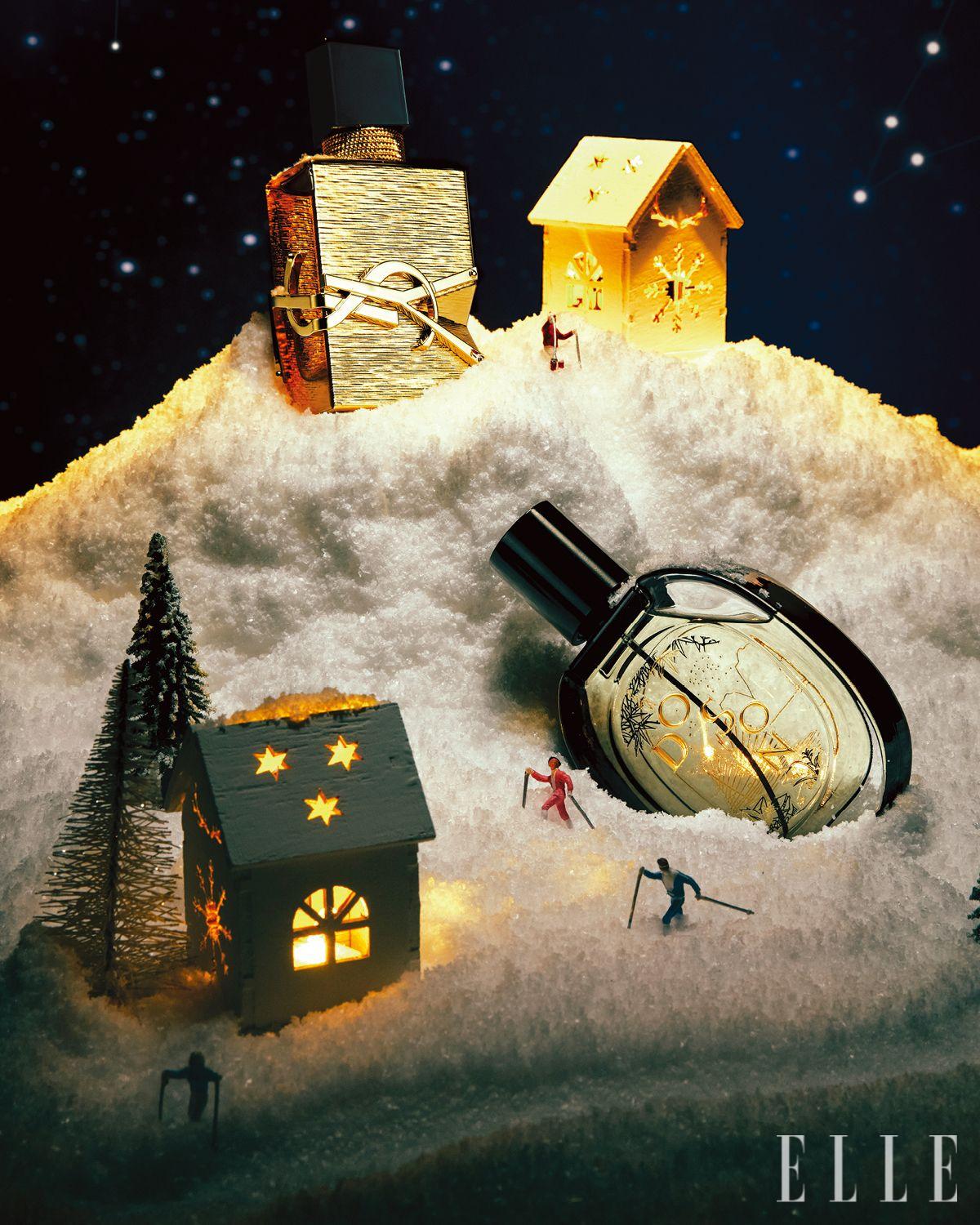 (위부터) 아이코닉한 리브르 향기에 부드러운 바닐라 향이 믹스돼 풍성한 잔향을 남기는 향수. 골드 메탈 주얼리에서 모티프를 얻은 구조적인 골드빛 패턴과 디테일이 감탄을 자아내는 2025 홀리데이 컬렉션 리브르 바닐라 오 드 빠르펭, 50ml 23만원대, YSL Beauty. 부드럽고 따스한 플로럴 파우더리 향조가 금빛으로 물든 골드빛 일러스트레이션 패키지를 입어 더없이 환상적이다. 2025 홀리데이 컬렉션 리미티드 도 손 오 드 퍼퓸, 75ml 28만9천원, Diptyque.