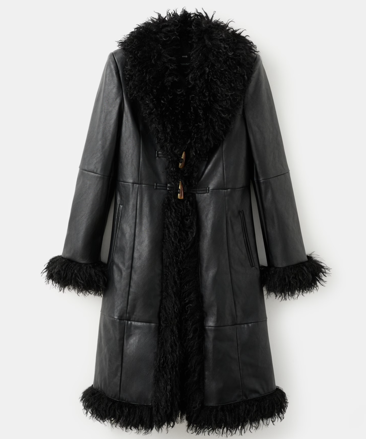 퍼 트림 페이크 이펙트 코트