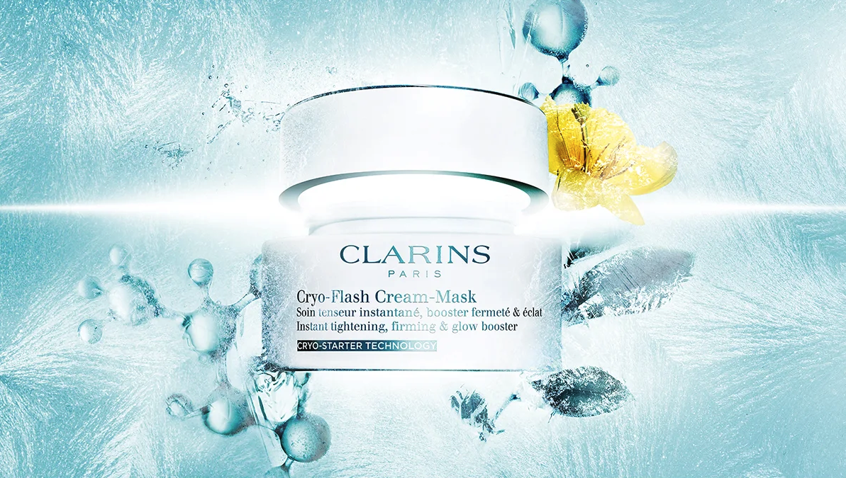 10분 사용 후 4도가량 낮아지는 피부 온도를 입증한 크라이오 플래시 크림 마스크, Clarins. 