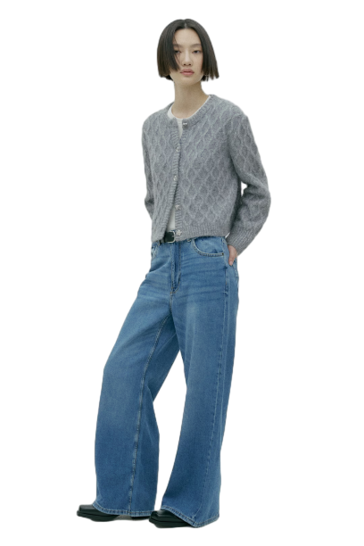 케이블 니트 가디건