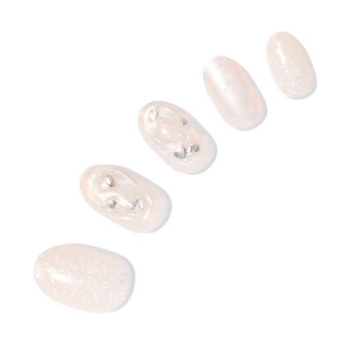 매직프레스 실버 듀이 오발 네일팁, 1개, 누드베이지