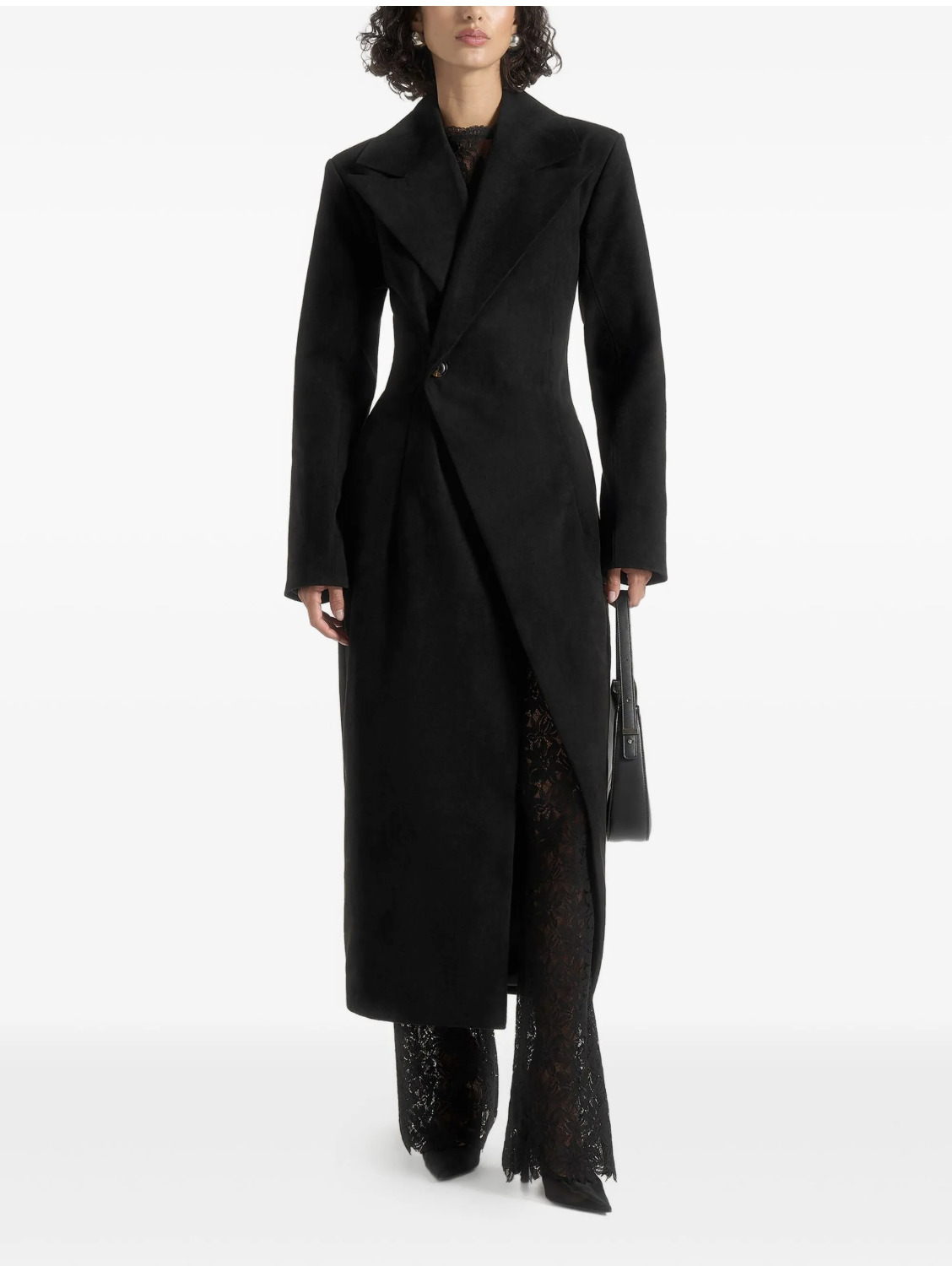 에스마 비대칭 싱글 브레스티드 코트