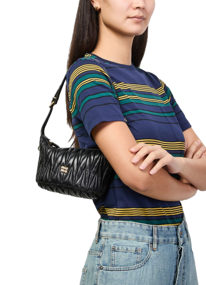 Quilted nappa leather pouch