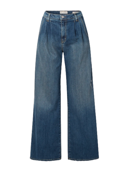 Flora pleated high-rise wide-leg jeans