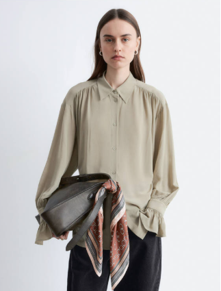 타이 백 개더드 블라우스