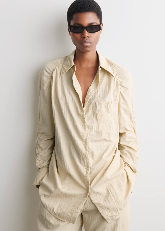 핸드메이드 크링클드 실크 셔츠