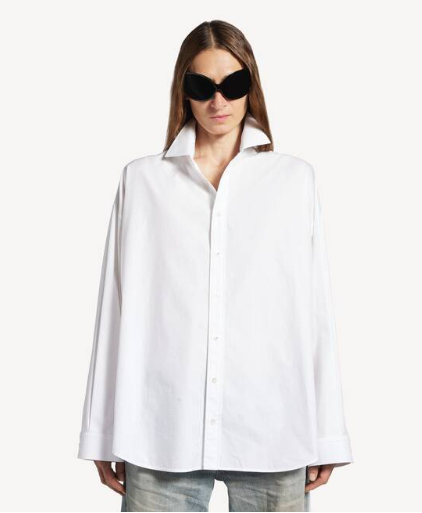 여성 레이스 업 셔츠 화이트