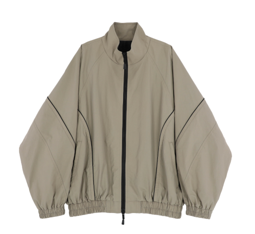 PIPING HIGH NECK ZIP-UP JUMPER_BEIGE