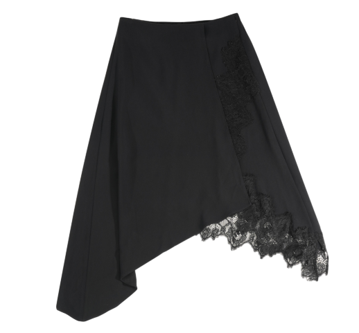 언밸런스 레이스 슬릿 스커트