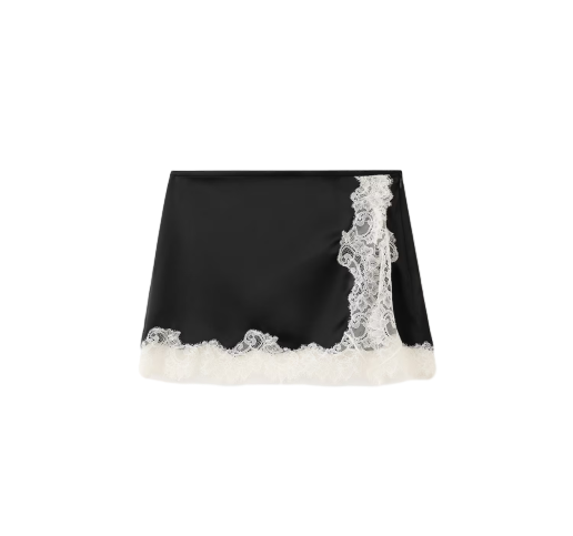 새틴 레이스 스커트