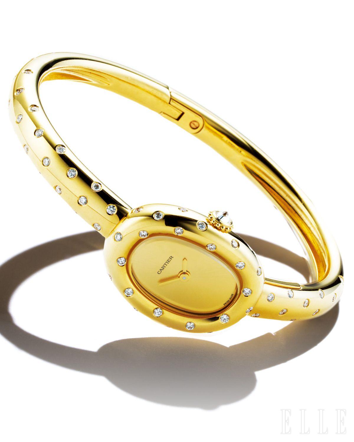 브릴리언트 컷 다이아몬드를 세팅한 옐로골드 베누아 드 까르띠에 워치는 가격 미정, Cartier.