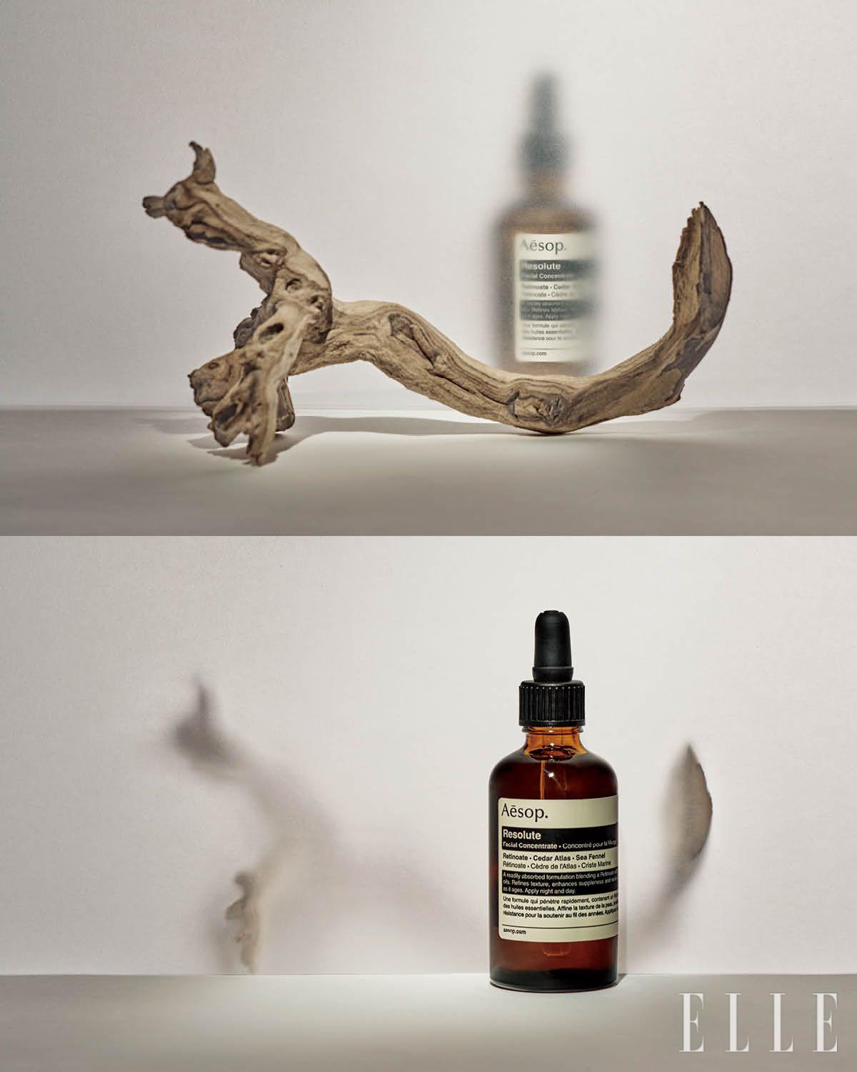 안정감 있는 우디 계열의 시더 아틀라스 향이 더해진 오일 텍스처로 피부를 부드럽게 터치하는 동안 후각의 즐거움을 만끽할 수 있는 레졸루트 페이셜 컨센트레이트, 25ml 14만6천원, 60ml 24만원, Aēsop.