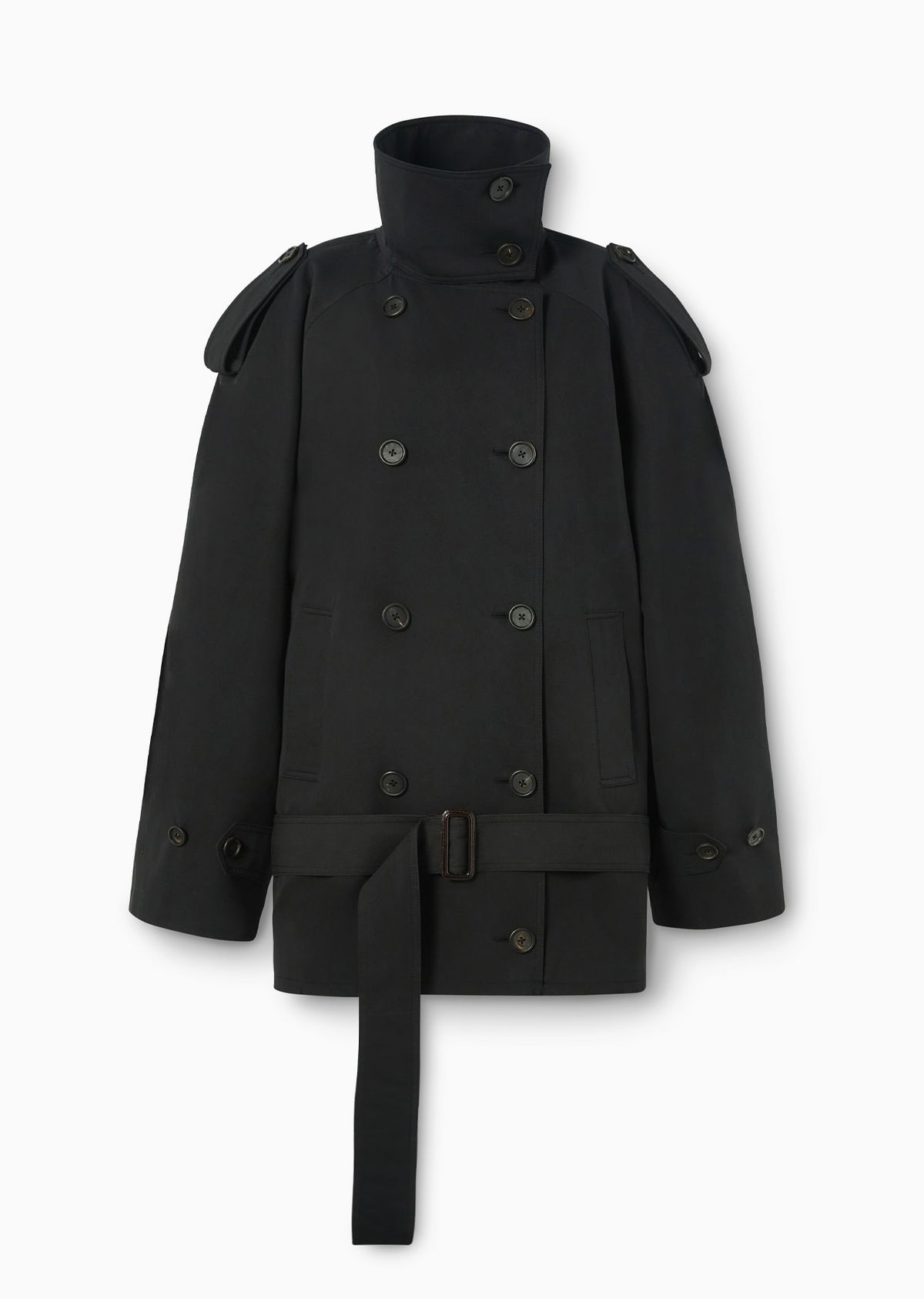 블랙 하프 슬릿 트렌치코트