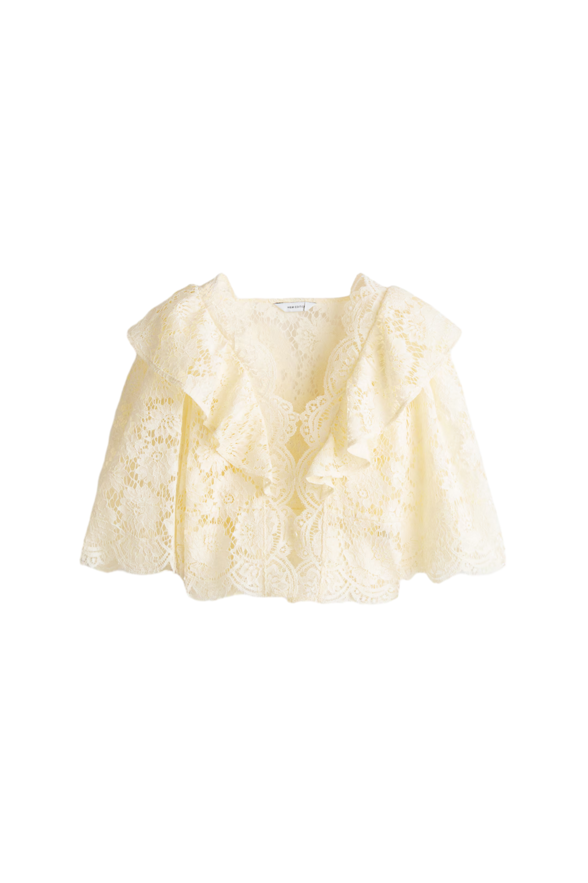 플라운스 트리밍 레이스 블라우스