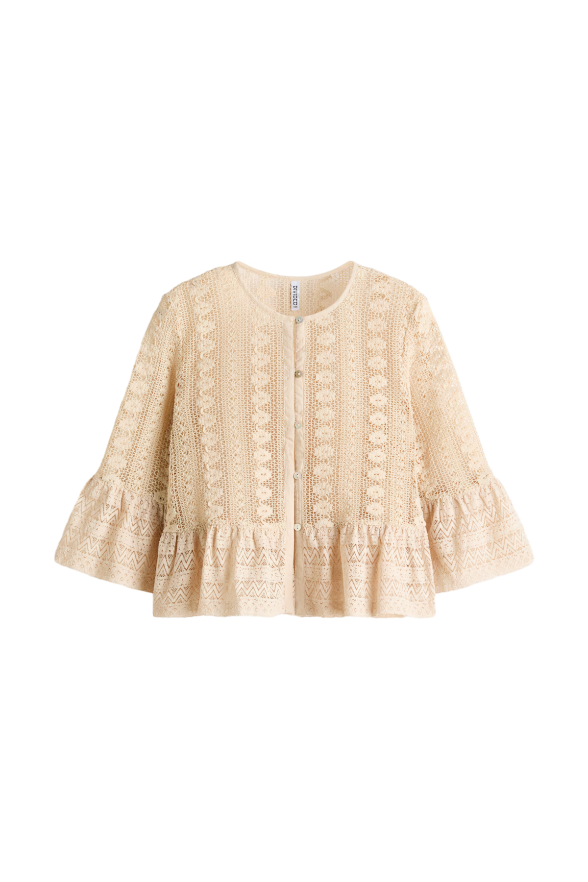 프릴 트리밍 레이스 블라우스