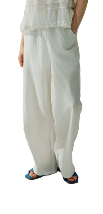 슬로쉬 린넨 밴딩 와이드 팬츠