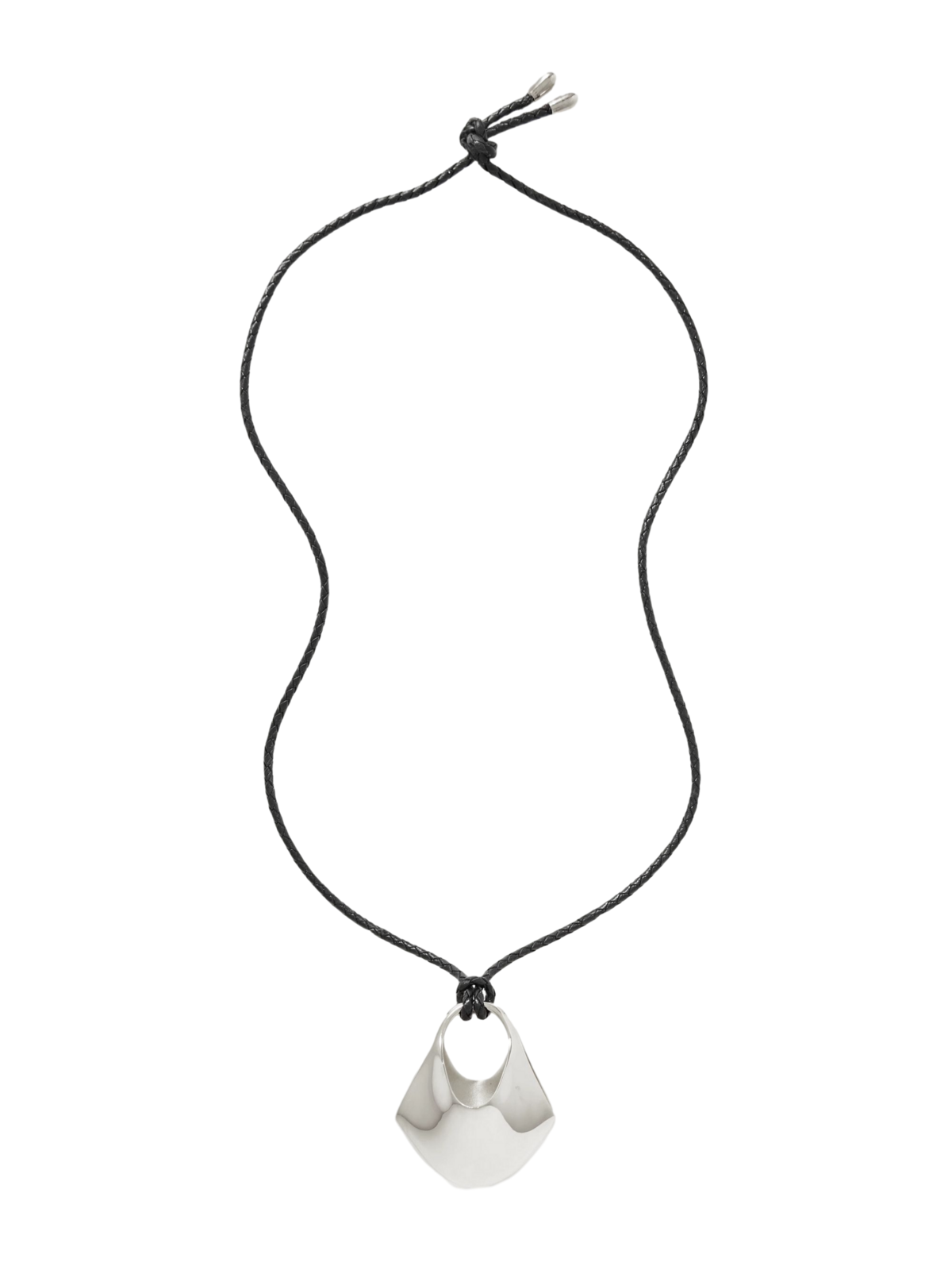 Lotus medium braided leather and silver-tone necklace