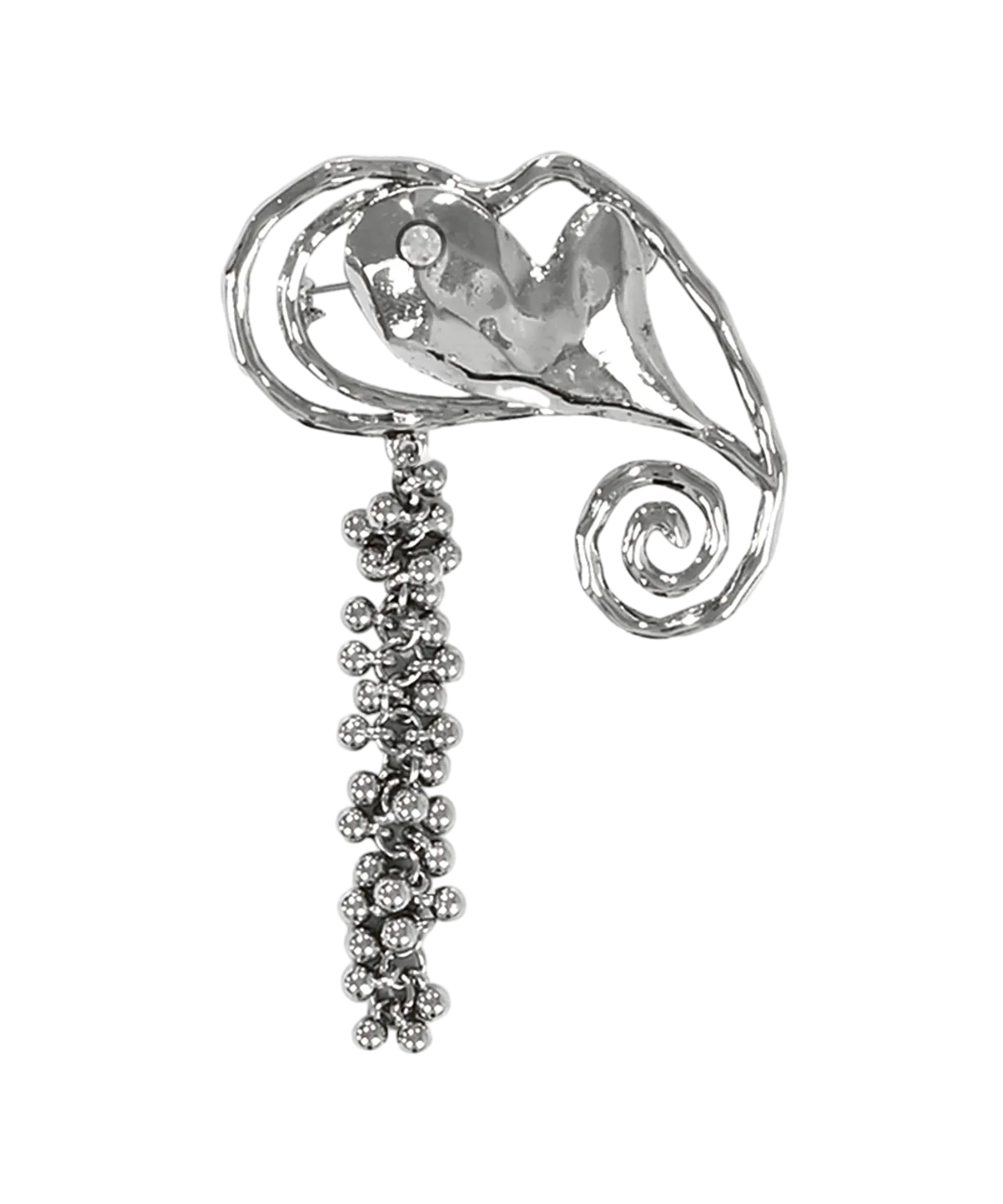 Beaded Heart Brooch Silver
