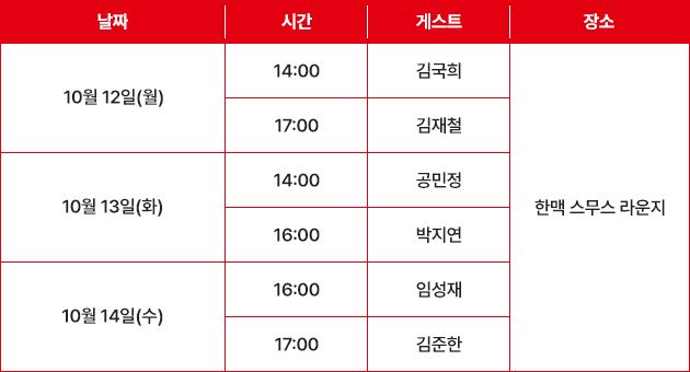 제31회 부산국제영화제 '아주담담: 씬 스틸러: 장면을 훔친 사람들' 시간표