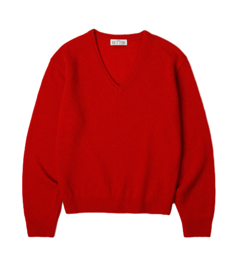 Loose fit V-neck knit Red