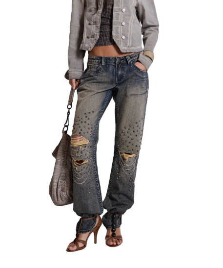 체인 디스트레스드 쿠퍼 진 블루 CHAIN DISTRESSED COOPER JEANS BLUE