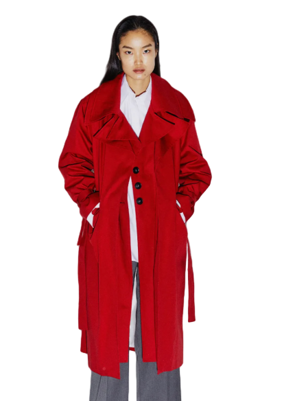 COTTON TWILL TRENCH COAT RED