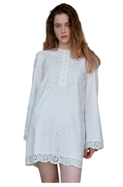 SOLIA punching mini dress_WHITE