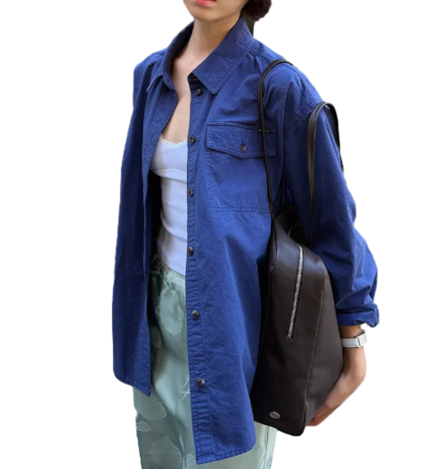 Loven Washed Cotton Shirt Jacket_Vintage Blue