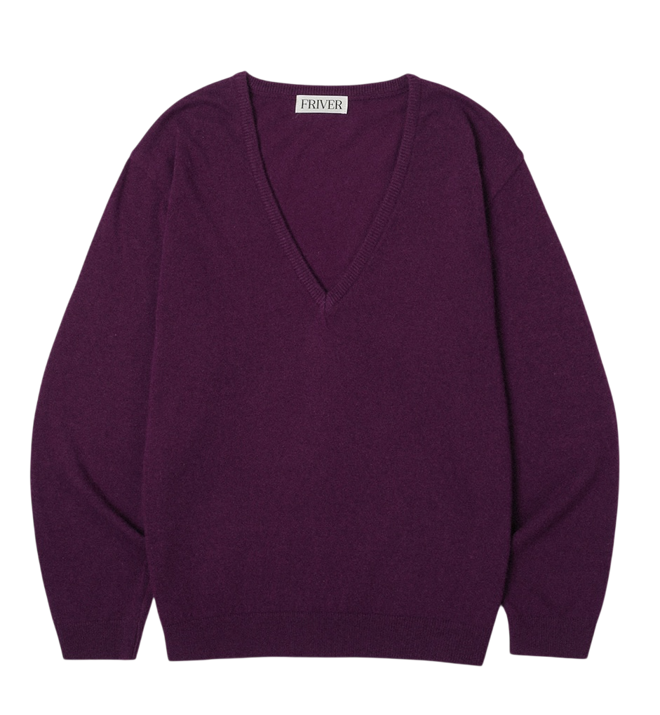 Fine wool deep v-neck knit
