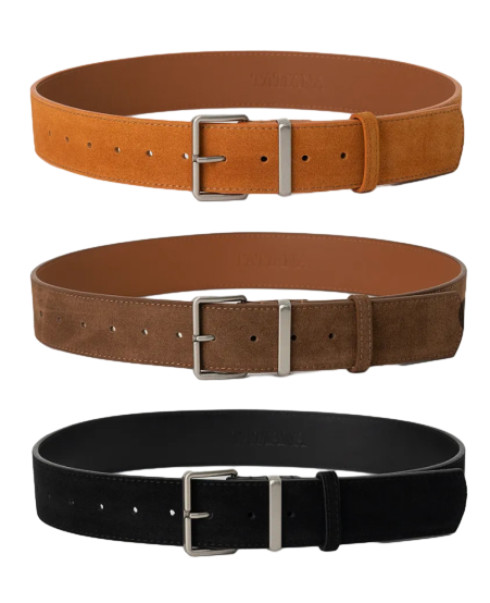 솔리드 스퀘어 버클 스웨이드 와이드 벨트 43mm 3컬러