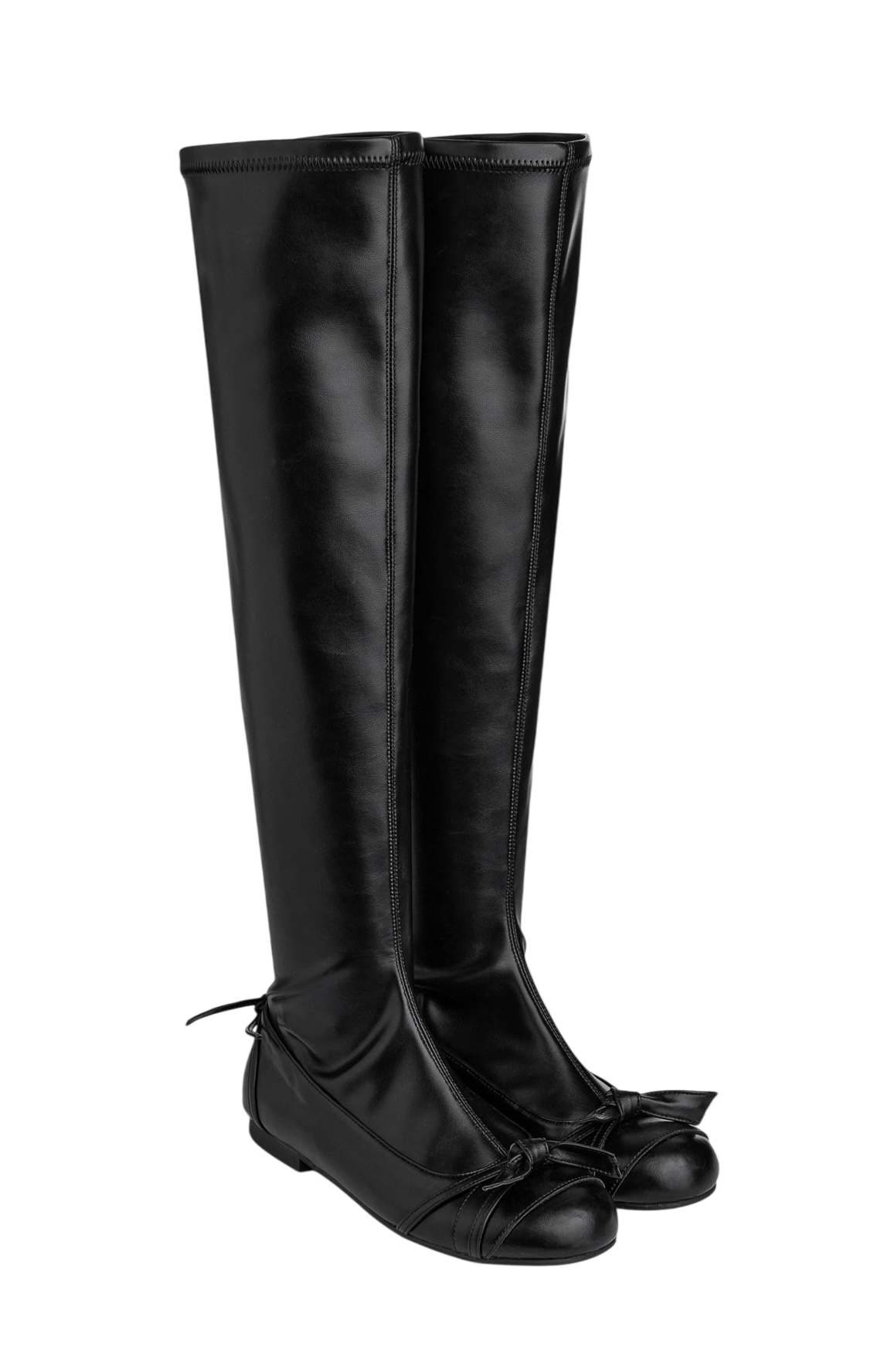 SPAN RIBBON LONG BOOTS IN BLACK