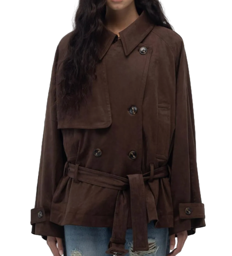 MUTE SUEDE TRENCH JACKET (BROWN)