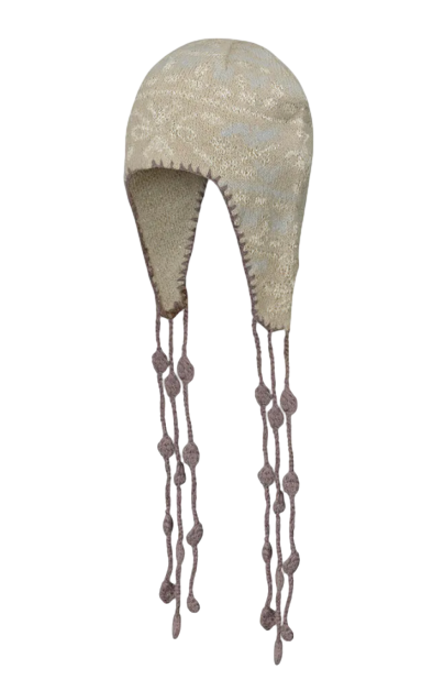 Sequin Nordic Earflap Beanie Milk Tea