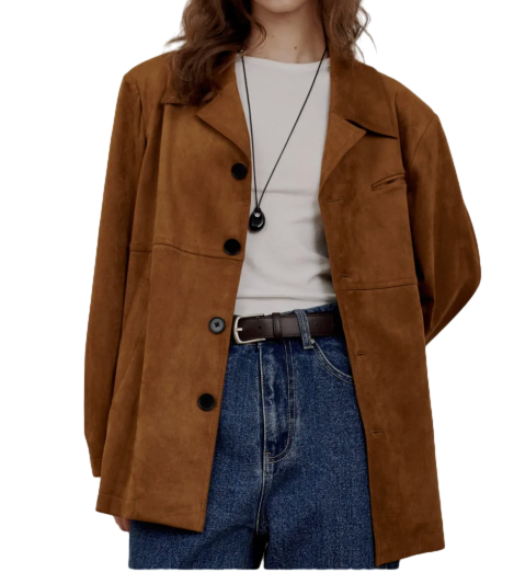 Oversized Suede Jacket Camel