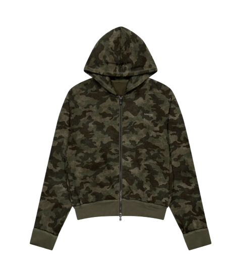 Basic Logo Camouflage Zip-Up Hoodie (Khaki)