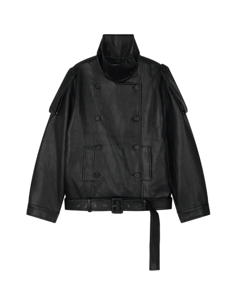 high neck leather jacket