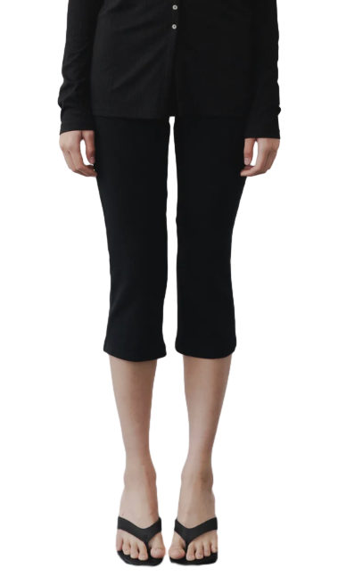 Knit Capri Leggings Pants-Black