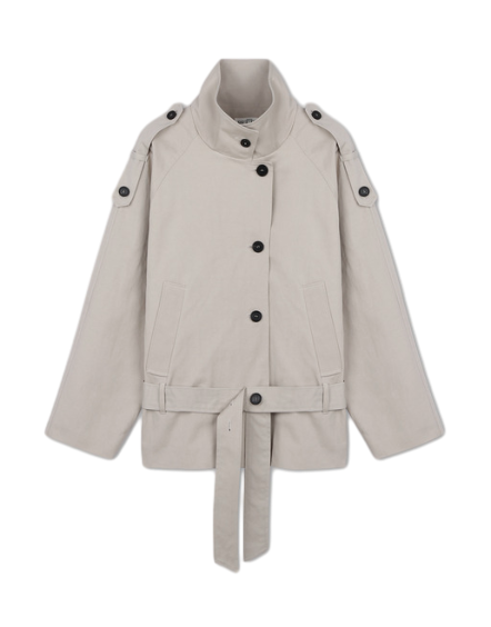 Belted trench half coat